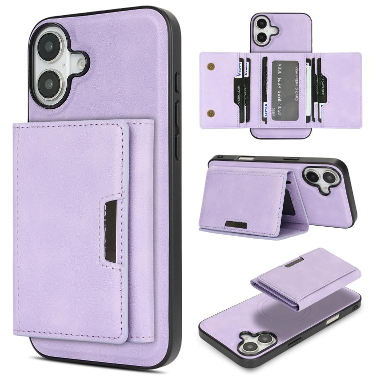 Kalebol Strong Magnetic MagSafe Tri-Fold Wallet Leather Phone Case, For iPhone 17 Pro Max, For iPhone 17 Pro, For iPhone 17, For iPhone 17 Air