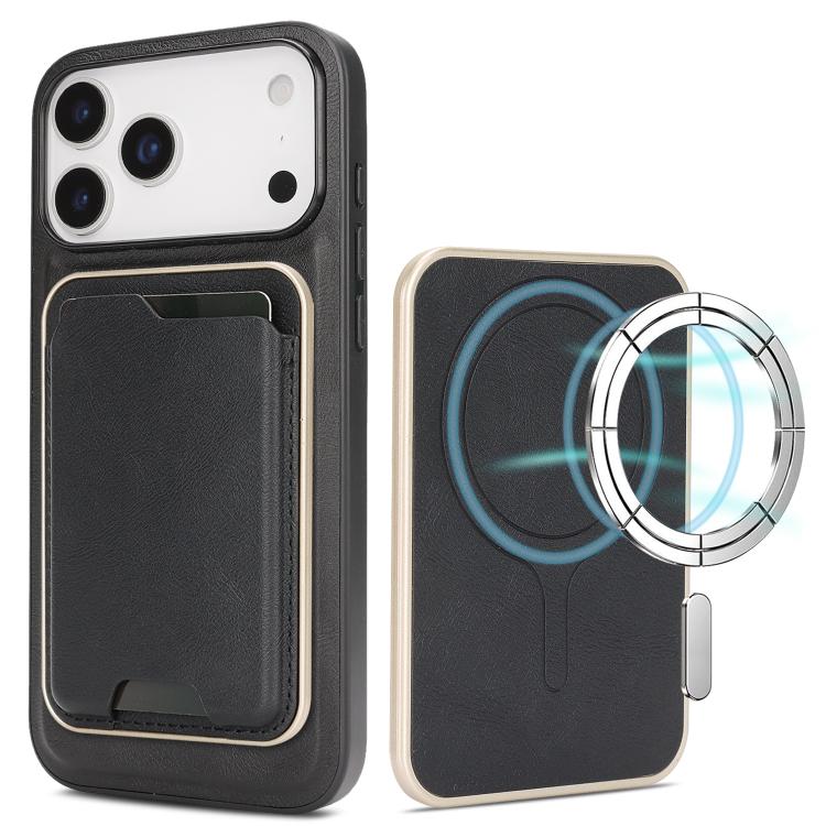 Kalebol Slim MagSafe Ring Magnetic Card Bag Leather Phone Case, For iPhone Duo, For iPhone 18 Pro, For iPhone 18 Pro Max, For iPhone 17 Pro Max