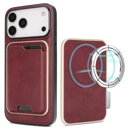 Kalebol Slim MagSafe Ring Magnetic Card Bag Leather Phone Case, For iPhone Duo, For iPhone 18 Pro, For iPhone 18 Pro Max, For iPhone 17 Pro Max