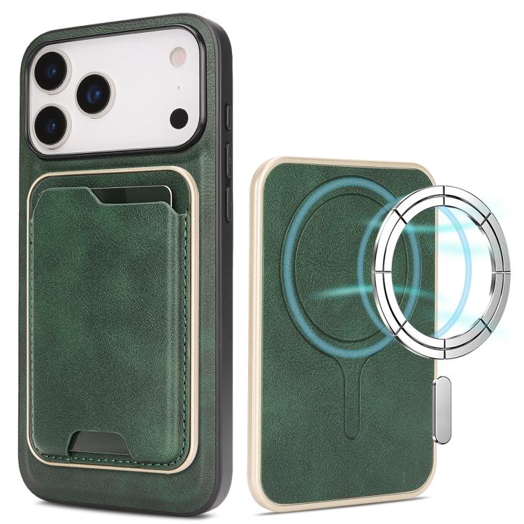 Kalebol Slim MagSafe Ring Magnetic Card Bag Leather Phone Case, For iPhone Duo, For iPhone 18 Pro, For iPhone 18 Pro Max, For iPhone 17 Pro Max