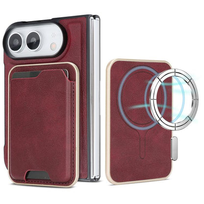 Kalebol Slim MagSafe Ring Magnetic Card Bag Leather Phone Case, For iPhone Duo, For iPhone 18 Pro, For iPhone 18 Pro Max, For iPhone 17 Pro Max