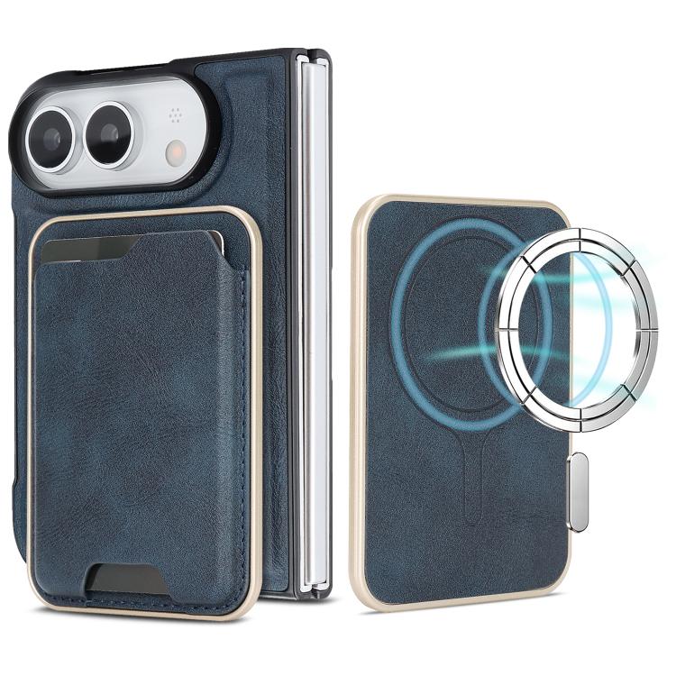 Kalebol Slim MagSafe Ring Magnetic Card Bag Leather Phone Case, For iPhone Duo, For iPhone 18 Pro, For iPhone 18 Pro Max, For iPhone 17 Pro Max