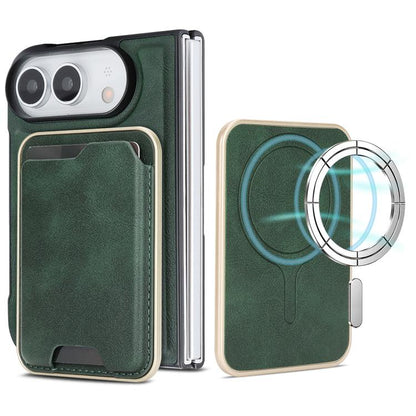 Kalebol Slim MagSafe Ring Magnetic Card Bag Leather Phone Case, For iPhone Duo, For iPhone 18 Pro, For iPhone 18 Pro Max, For iPhone 17 Pro Max
