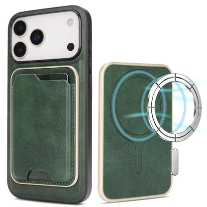 Kalebol Slim MagSafe Ring Magnetic Card Bag Leather Phone Case, For iPhone Duo, For iPhone 18 Pro, For iPhone 18 Pro Max, For iPhone 17 Pro Max