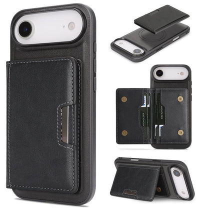 Kalebol Strong MagSafe Magnetic Two-Fold Card Bag Leather Phone Case, For iPhone 17 Pro Max, For iPhone 17 Pro, For iPhone 17, For iPhone Air