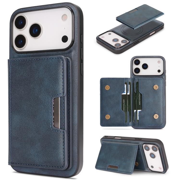 Kalebol Strong MagSafe Magnetic Two-Fold Card Bag Leather Phone Case, For iPhone Duo, For iPhone 18 Pro, For iPhone 18 Pro Max, For iPhone 17 Pro Max