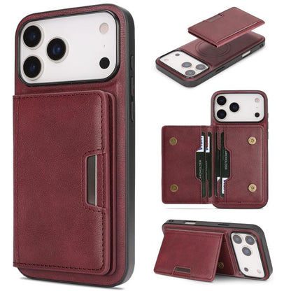 Kalebol Strong MagSafe Magnetic Two-Fold Card Bag Leather Phone Case, For iPhone Duo, For iPhone 18 Pro, For iPhone 18 Pro Max, For iPhone 17 Pro Max