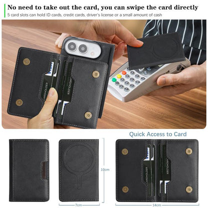 Kalebol Strong MagSafe Magnetic Two-Fold Card Bag Leather Phone Case, For iPhone Duo, For iPhone 18 Pro, For iPhone 18 Pro Max, For iPhone 17 Pro Max