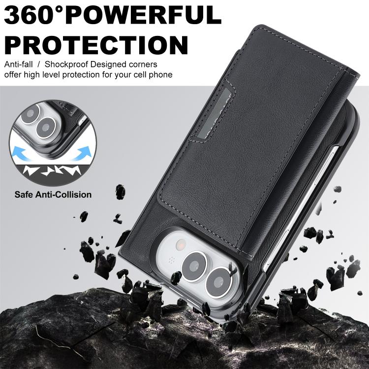 Kalebol Strong MagSafe Magnetic Two-Fold Card Bag Leather Phone Case, For iPhone Duo, For iPhone 18 Pro, For iPhone 18 Pro Max, For iPhone 17 Pro Max