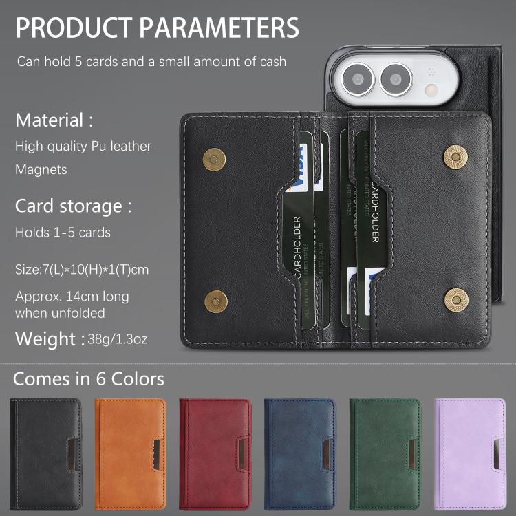 Kalebol Strong MagSafe Magnetic Two-Fold Card Bag Leather Phone Case, For iPhone Duo, For iPhone 18 Pro, For iPhone 18 Pro Max, For iPhone 17 Pro Max