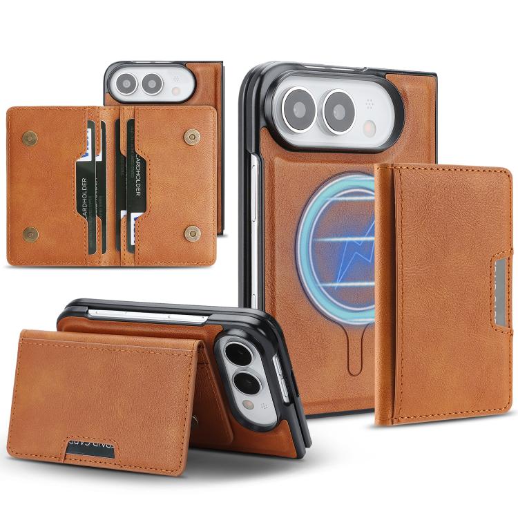 Kalebol Strong MagSafe Magnetic Two-Fold Card Bag Leather Phone Case, For iPhone Duo, For iPhone 18 Pro, For iPhone 18 Pro Max, For iPhone 17 Pro Max
