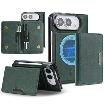 Kalebol Strong MagSafe Magnetic Two-Fold Card Bag Leather Phone Case, For iPhone Duo, For iPhone 18 Pro, For iPhone 18 Pro Max, For iPhone 17 Pro Max