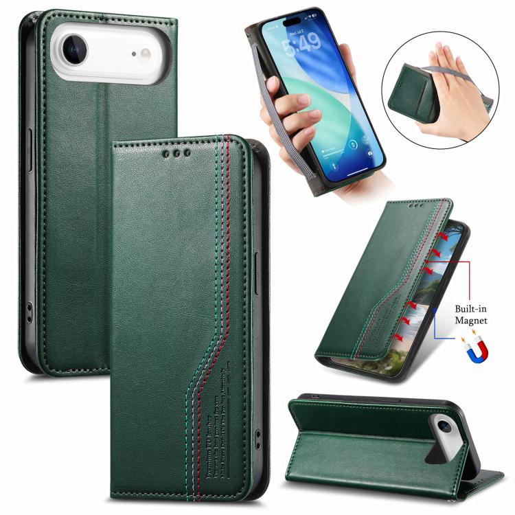Elastic Wristband Magnetic Suction Leather Phone Case, For iPhone 17e / 16e, For iPhone 17 Pro Max, For iPhone 17 Pro, For iPhone 17, For iPhone Air, For iPhone 16 Pro Max