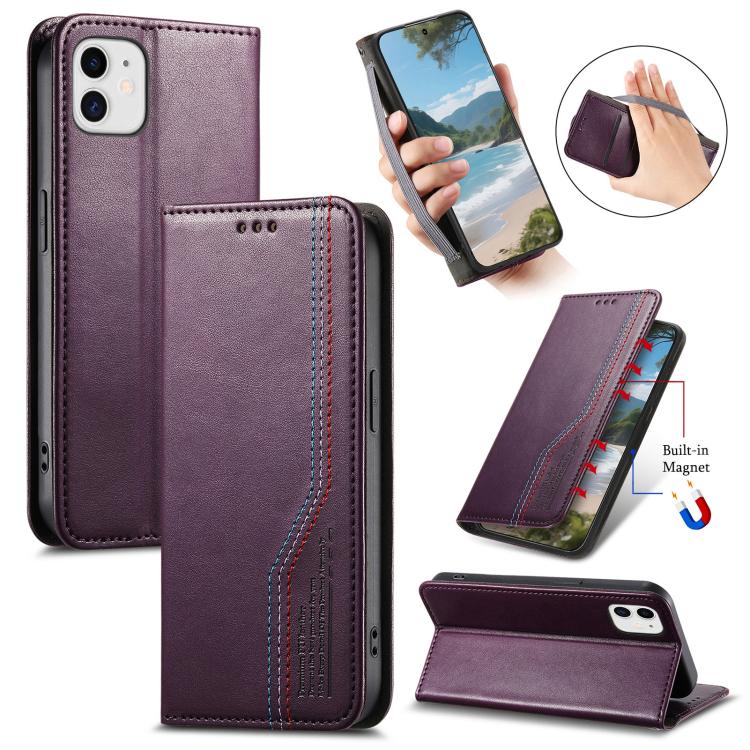 Elastic Wristband Magnetic Suction Leather Phone Case, For iPhone 13 Pro, For iPhone 13, For iPhone 12 / 12 Pro, For iPhone 12 Pro Max