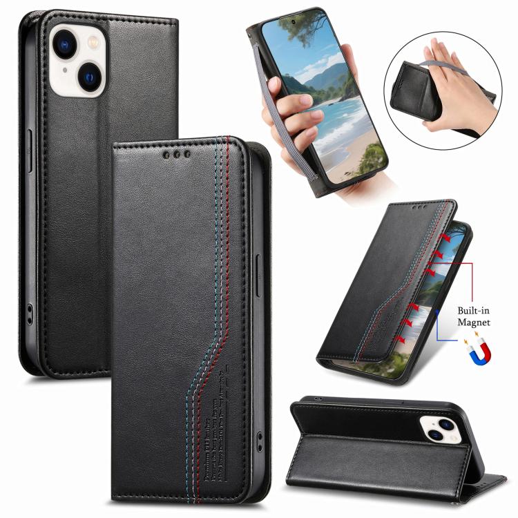 Elastic Wristband Magnetic Suction Leather Phone Case, For iPhone 16 Pro, For iPhone 16 Plus, For iPhone 16, For iPhone 15 Pro Max, For iPhone 15 Pro, For iPhone 15 Plus