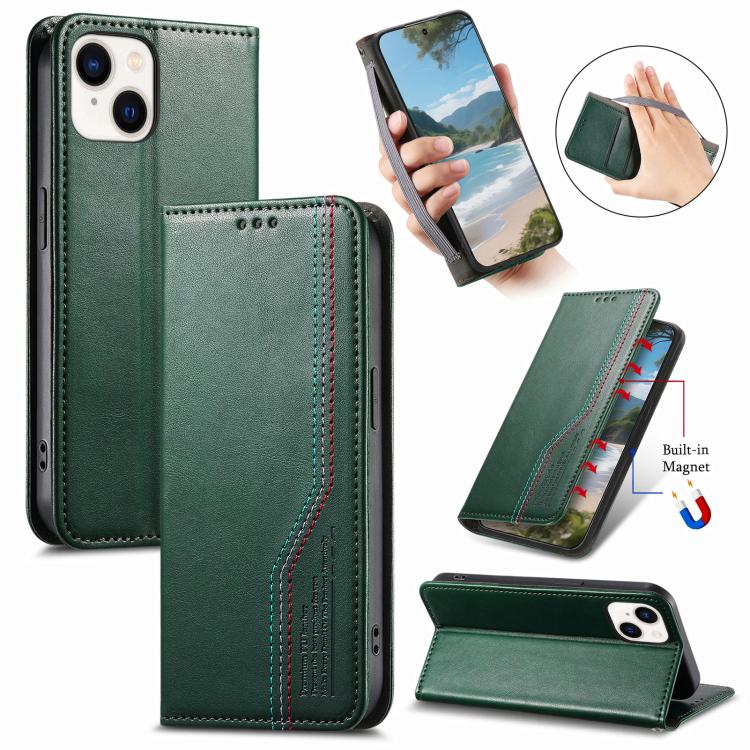 Elastic Wristband Magnetic Suction Leather Phone Case, For iPhone 16 Pro, For iPhone 16 Plus, For iPhone 16, For iPhone 15 Pro Max, For iPhone 15 Pro, For iPhone 15 Plus