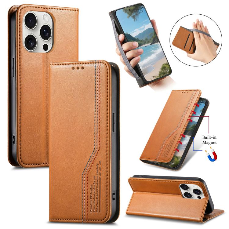 Elastic Wristband Magnetic Suction Leather Phone Case, For iPhone 16 Pro, For iPhone 16 Plus, For iPhone 16, For iPhone 15 Pro Max, For iPhone 15 Pro, For iPhone 15 Plus