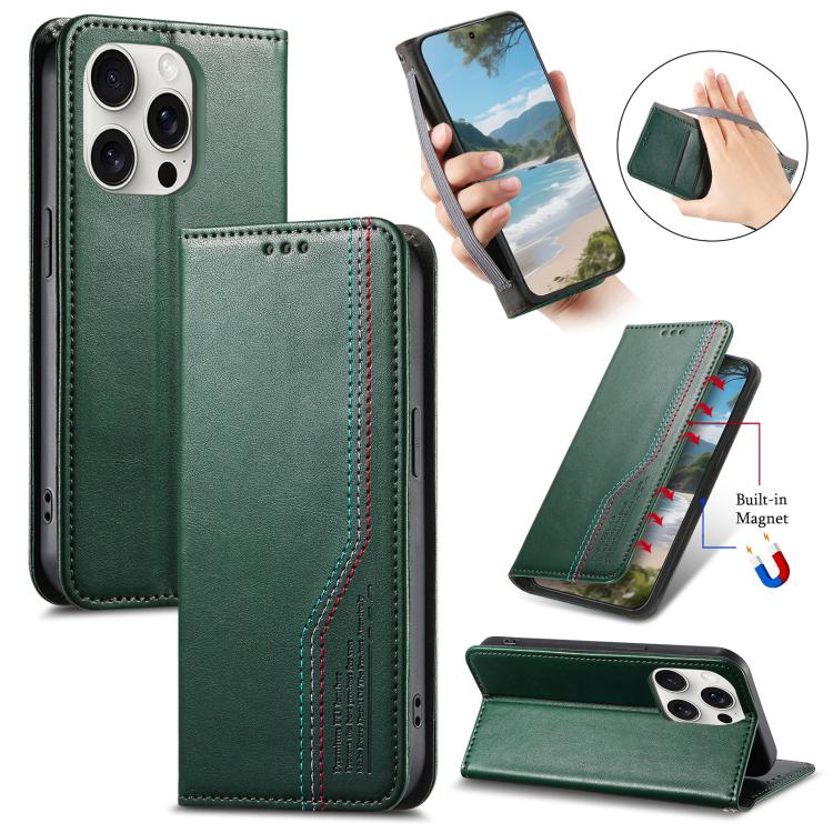 Elastic Wristband Magnetic Suction Leather Phone Case, For iPhone 16 Pro, For iPhone 16 Plus, For iPhone 16, For iPhone 15 Pro Max, For iPhone 15 Pro, For iPhone 15 Plus