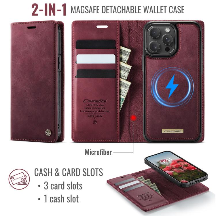 CaseMe C49 MagSafe RFID Blocking Detachable Wallet Leather Phone Case, For iPhone 13 Pro Max, For iPhone 13 Pro, For iPhone 13, For iPhone 12 / 12 Pro