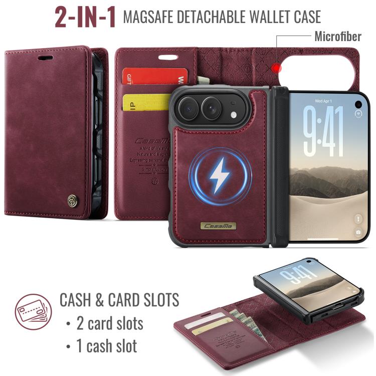 CaseMe C49 MagSafe RFID Blocking Detachable Wallet Leather Phone Case, For iPhone Duo, For iPhone 17 Pro Max, For iPhone 17 Pro, For iPhone 17