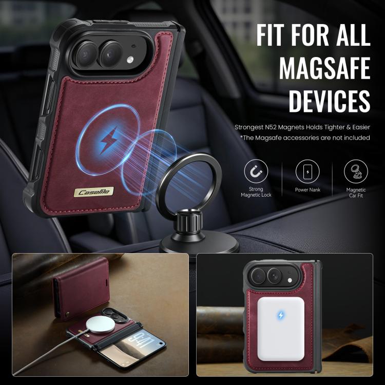 CaseMe C49 MagSafe RFID Blocking Detachable Wallet Leather Phone Case, For iPhone Duo, For iPhone 17 Pro Max, For iPhone 17 Pro, For iPhone 17