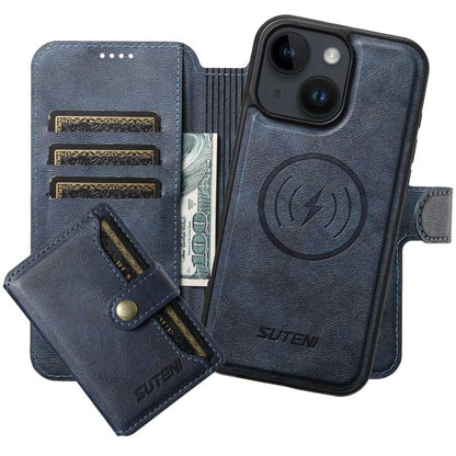 Suteni Q05S1 3-in-1 Detachable Wallet MagSafe Leather Phone Case, For iPhone 16 Pro, For iPhone 16 Plus, For iPhone 16, For iPhone 15 Pro Max, For iPhone 15 Pro, For iPhone 15 Plus, For iPhone 15, For iPhone 14 Plus