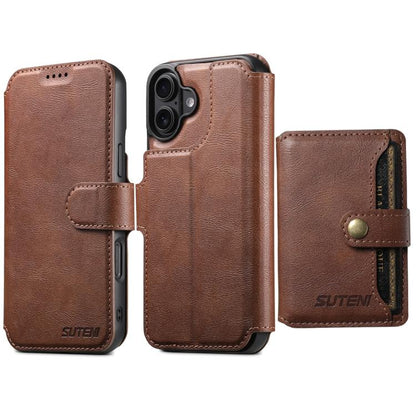 Suteni Q05S1 3-in-1 Detachable Wallet MagSafe Leather Phone Case, For iPhone 16 Pro, For iPhone 16 Plus, For iPhone 16, For iPhone 15 Pro Max, For iPhone 15 Pro, For iPhone 15 Plus, For iPhone 15, For iPhone 14 Plus