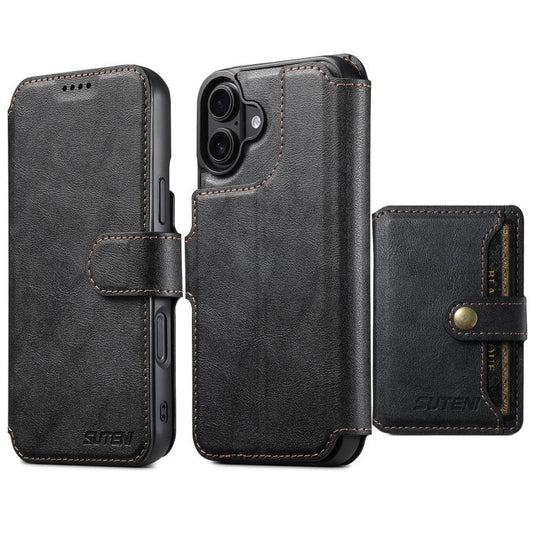 Suteni Q05S1 3-in-1 Detachable Wallet MagSafe Leather Phone Case, For iPhone 16 Plus, For iPhone 16, For iPhone 15 Pro Max, For iPhone 15 Pro, For iPhone 15 Plus, For iPhone 15, For iPhone 14 Plus, For iPhone 14