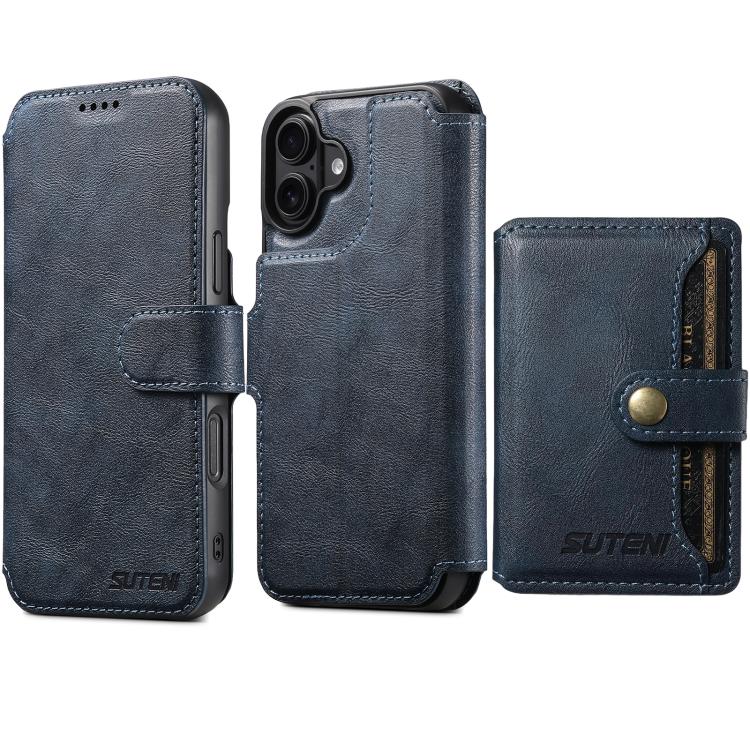 Suteni Q05S1 3-in-1 Detachable Wallet MagSafe Leather Phone Case, For iPhone 16 Pro, For iPhone 16 Plus, For iPhone 16, For iPhone 15 Pro Max, For iPhone 15 Pro, For iPhone 15 Plus, For iPhone 15, For iPhone 14 Plus