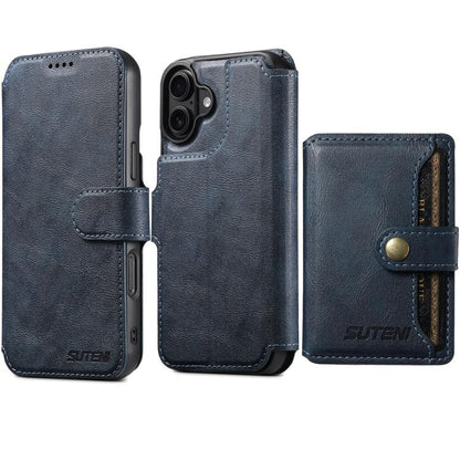 Suteni Q05S1 3-in-1 Detachable Wallet MagSafe Leather Phone Case, For iPhone 16 Pro, For iPhone 16 Plus, For iPhone 16, For iPhone 15 Pro Max, For iPhone 15 Pro, For iPhone 15 Plus, For iPhone 15, For iPhone 14 Plus