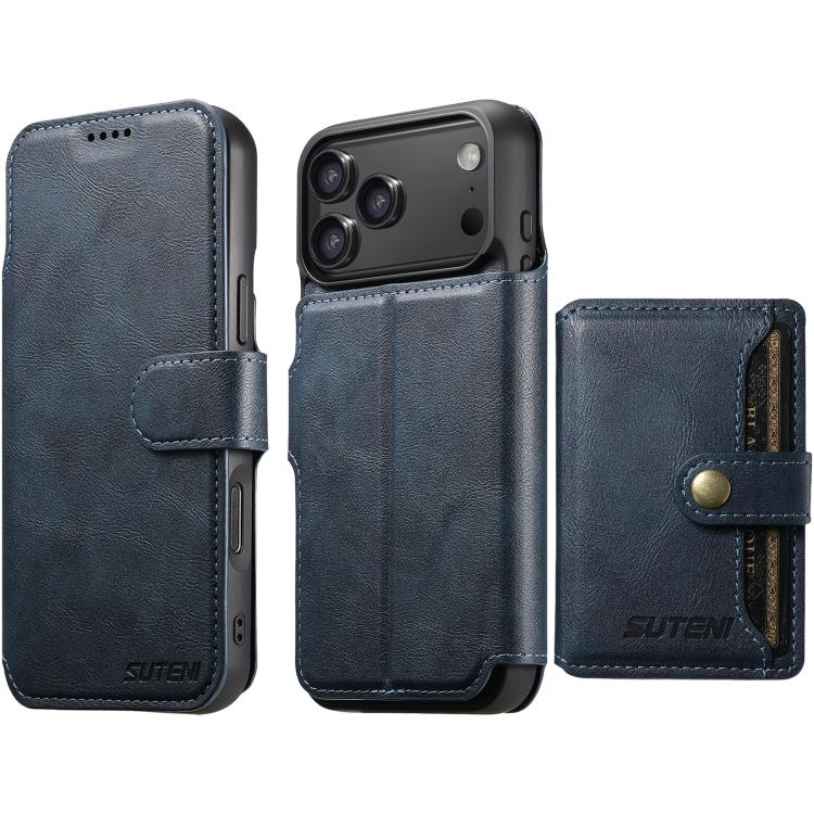 Suteni Q05S1 3-in-1 Detachable Wallet MagSafe Leather Phone Case, For iPhone 18, For iPhone 18 Pro, For iPhone 18 Pro Max, For iPhone 17 Pro Max, For iPhone 17 Pro, For iPhone 17, For iPhone Air, For iPhone 16 Pro Max