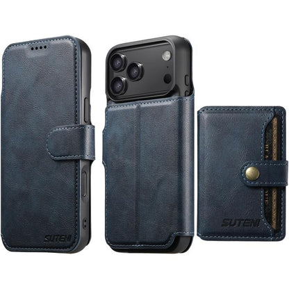 Suteni Q05S1 3-in-1 Detachable Wallet MagSafe Leather Phone Case, For iPhone 18, For iPhone 18 Pro, For iPhone 18 Pro Max, For iPhone 17 Pro Max, For iPhone 17 Pro, For iPhone 17, For iPhone Air, For iPhone 16 Pro Max