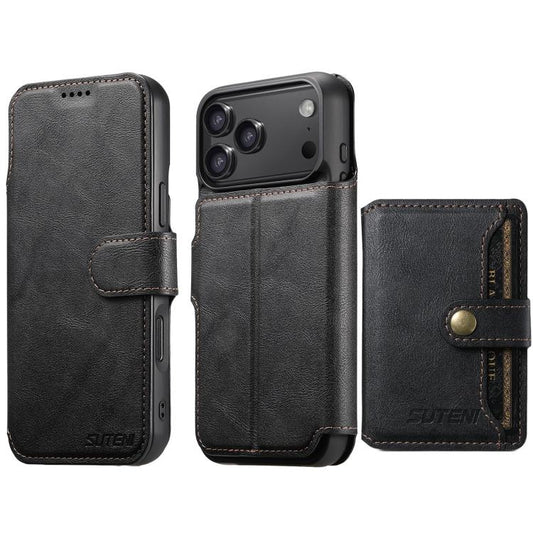 Suteni Q05S1 3-in-1 Detachable Wallet MagSafe Leather Phone Case, For iPhone 18 Pro, For iPhone 18 Pro Max, For iPhone 17 Pro Max, For iPhone 17 Pro, For iPhone 17, For iPhone Air, For iPhone 16 Pro Max, For iPhone 16 Pro