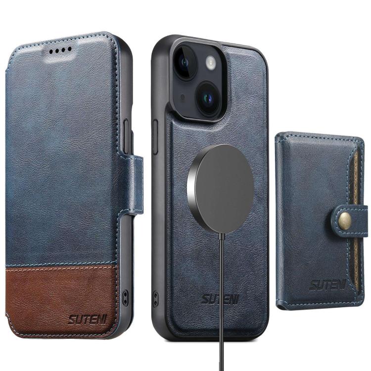 Suteni Q06S1 3-in-1 Splicing Detachable Wallet MagSafe Leather Phone Case, For iPhone 14, For iPhone 14 Pro, For iPhone 14 Pro Max, For iPhone 13 Pro Max, For iPhone 13 Pro, For iPhone 13, For iPhone 12, For iPhone 12 Pro Max