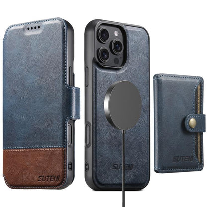 Suteni Q06S1 3-in-1 Splicing Detachable Wallet MagSafe Leather Phone Case, For iPhone 14, For iPhone 14 Pro, For iPhone 14 Pro Max, For iPhone 13 Pro Max, For iPhone 13 Pro, For iPhone 13, For iPhone 12, For iPhone 12 Pro Max