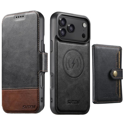 Suteni Q06S1 3-in-1 Splicing Detachable Wallet MagSafe Leather Phone Case, For iPhone 18, For iPhone 18 Pro, For iPhone 18 Pro Max, For iPhone 17 Pro Max, For iPhone 17 Pro, For iPhone 17, For iPhone Air, For iPhone 16 Pro Max