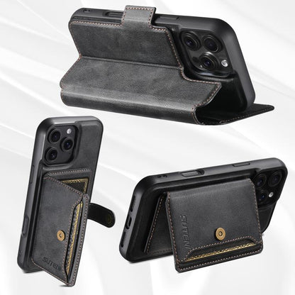 Suteni Q07S1 3-in-1 Detachable Wallet MagSafe Splicing Leather Phone Case, For iPhone 12 Pro