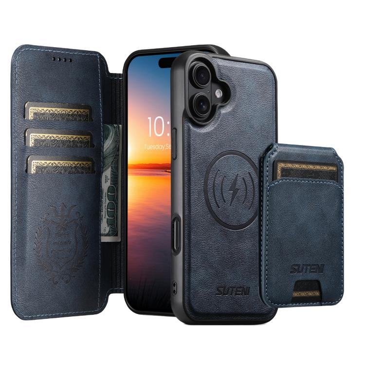 Suteni Q05S2 3-in-1 Detachable Vertical Flip Wallet MagSafe Leather Phone Case, For iPhone 16 Pro, For iPhone 16 Plus, For iPhone 16, For iPhone 15 Pro Max, For iPhone 15 Pro, For iPhone 15 Plus, For iPhone 15, For iPhone 14 Plus