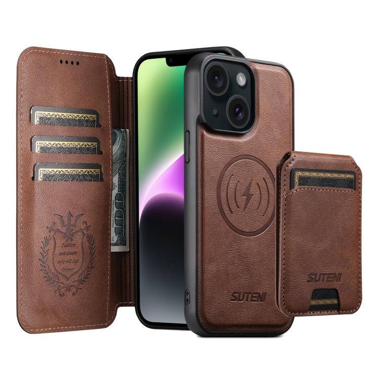 Suteni Q05S2 3-in-1 Detachable Vertical Flip Wallet MagSafe Leather Phone Case, For iPhone 14, For iPhone 14 Pro, For iPhone 14 Pro Max, For iPhone 13 Pro Max, For iPhone 13 Pro, For iPhone 13, For iPhone 12, For iPhone 12 Pro Max