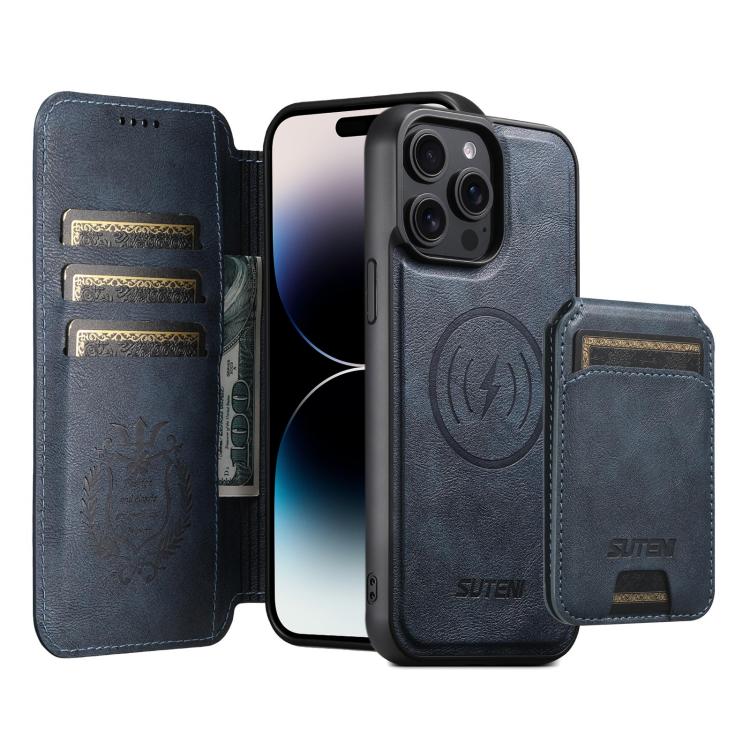 Suteni Q05S2 3-in-1 Detachable Vertical Flip Wallet MagSafe Leather Phone Case, For iPhone 14, For iPhone 14 Pro, For iPhone 14 Pro Max, For iPhone 13 Pro Max, For iPhone 13 Pro, For iPhone 13, For iPhone 12, For iPhone 12 Pro Max