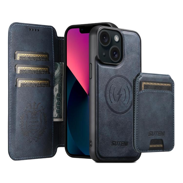 Suteni Q05S2 3-in-1 Detachable Vertical Flip Wallet MagSafe Leather Phone Case, For iPhone 14, For iPhone 14 Pro, For iPhone 14 Pro Max, For iPhone 13 Pro Max, For iPhone 13 Pro, For iPhone 13, For iPhone 12, For iPhone 12 Pro Max