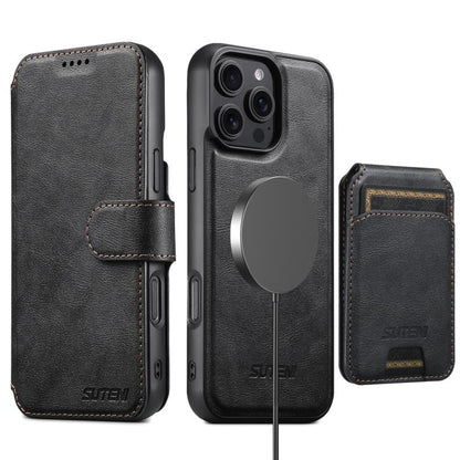 Suteni Q05S2 3-in-1 Detachable Vertical Flip Wallet MagSafe Leather Phone Case, For iPhone 12 Pro