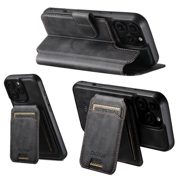 Suteni Q05S2 3-in-1 Detachable Vertical Flip Wallet MagSafe Leather Phone Case, For iPhone 12 Pro