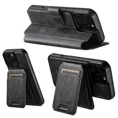 Suteni Q05S2 3-in-1 Detachable Vertical Flip Wallet MagSafe Leather Phone Case, For iPhone 12 Pro