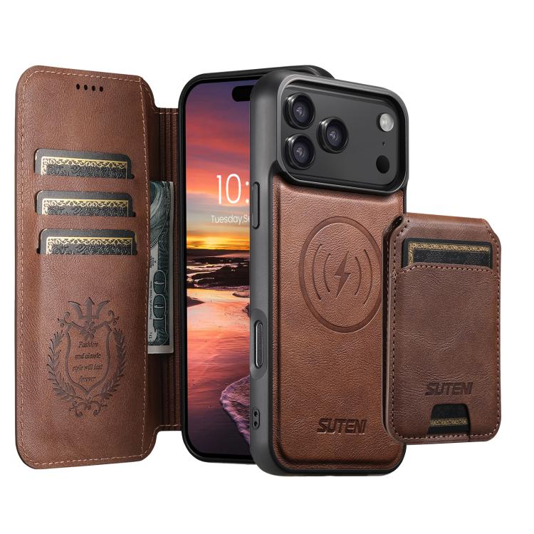 Suteni Q05S2 3-in-1 Detachable Vertical Flip Wallet MagSafe Leather Phone Case, For iPhone 18, For iPhone 18 Pro, For iPhone 18 Pro Max, For iPhone 17 Pro Max, For iPhone 17 Pro, For iPhone 17, For iPhone Air, For iPhone 16 Pro Max