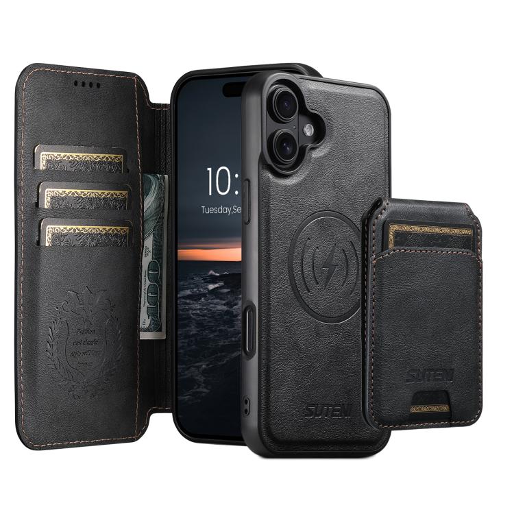 Suteni Q05S2 3-in-1 Detachable Vertical Flip Wallet MagSafe Leather Phone Case, For iPhone 18, For iPhone 18 Pro, For iPhone 18 Pro Max, For iPhone 17 Pro Max, For iPhone 17 Pro, For iPhone 17, For iPhone Air, For iPhone 16 Pro Max