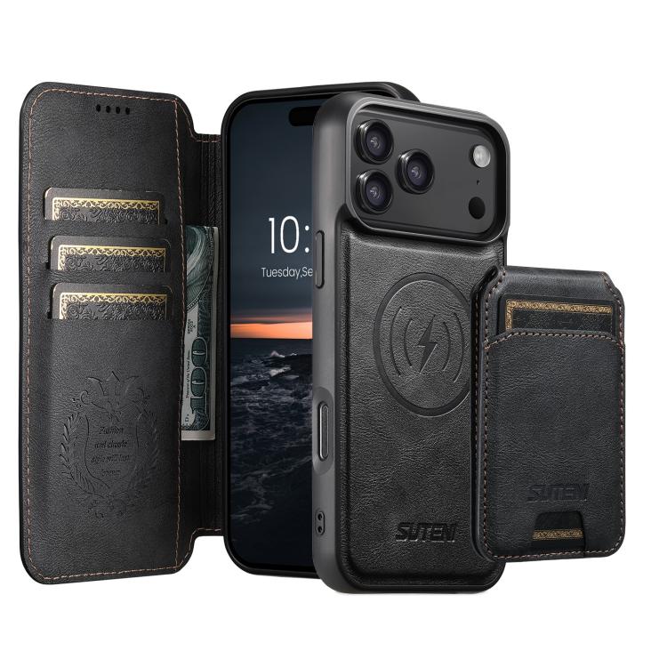 Suteni Q05S2 3-in-1 Detachable Vertical Flip Wallet MagSafe Leather Phone Case, For iPhone 18, For iPhone 18 Pro, For iPhone 18 Pro Max, For iPhone 17 Pro Max, For iPhone 17 Pro, For iPhone 17, For iPhone Air, For iPhone 16 Pro Max