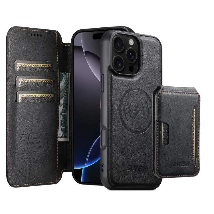 Suteni Q05S3 3-in-1 Detachable Vertical Flip Wallet MagSafe Leather Phone Case, For iPhone 18, For iPhone 18 Pro, For iPhone 18 Pro Max, For iPhone 17 Pro Max, For iPhone 17 Pro, For iPhone 17, For iPhone Air, For iPhone 16 Pro Max
