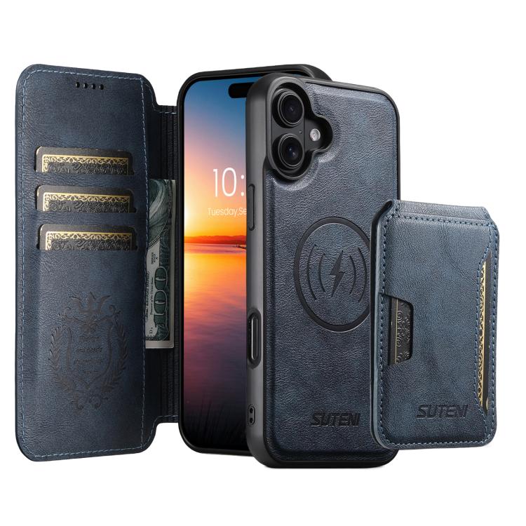 Suteni Q05S3 3-in-1 Detachable Vertical Flip Wallet MagSafe Leather Phone Case, For iPhone 16 Pro, For iPhone 16 Plus, For iPhone 16, For iPhone 15 Pro Max, For iPhone 15 Pro, For iPhone 15 Plus, For iPhone 15, For iPhone 14 Plus