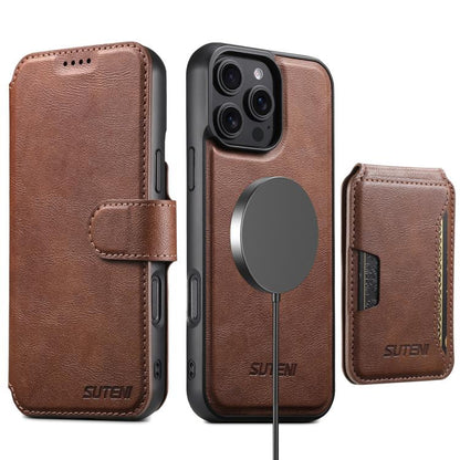 Suteni Q05S3 3-in-1 Detachable Vertical Flip Wallet MagSafe Leather Phone Case, For iPhone 16 Pro, For iPhone 16 Plus, For iPhone 16, For iPhone 15 Pro Max, For iPhone 15 Pro, For iPhone 15 Plus, For iPhone 15, For iPhone 14 Plus